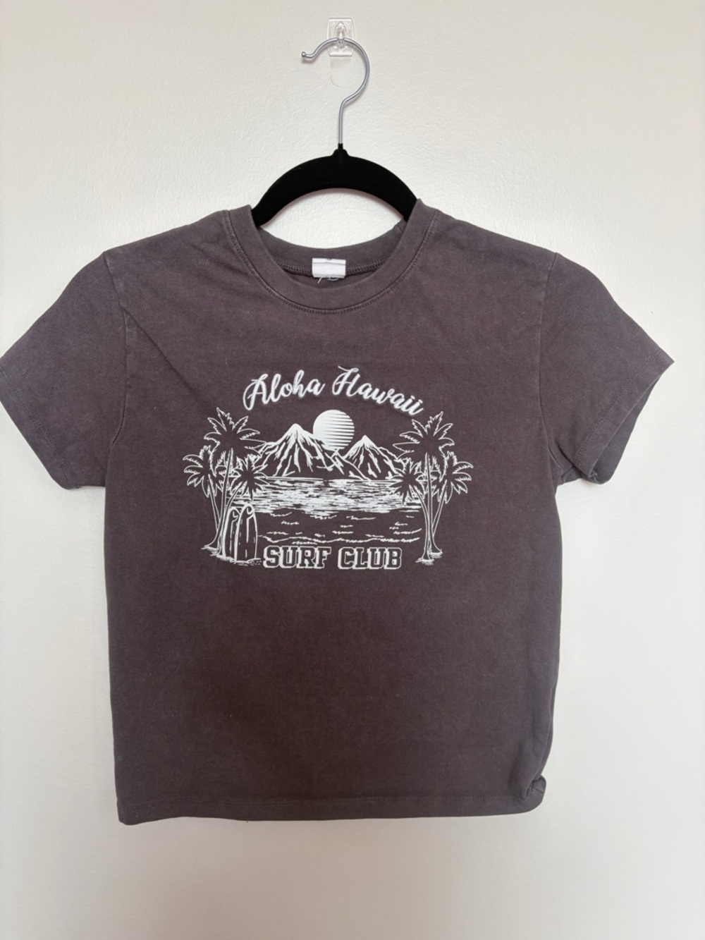 Vibe Gray Graphic Crewneck Tee with White Embroidery